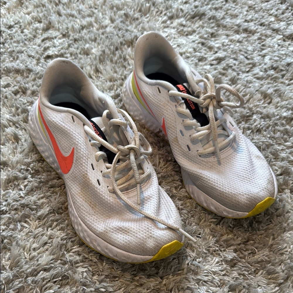 Nike White and Orange Athletic Shoes